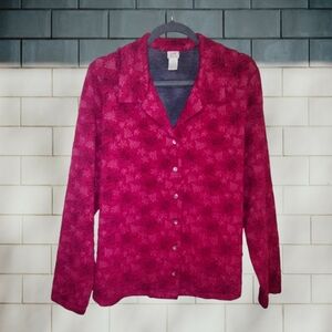 J.JILL Stretch size2X Women's Fuchsia Quilted Button Down Collard Jacket Warm